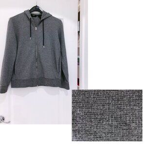 Near New Theory 2-Way Full Zip Front Hoodie Peppered Black White Gray Waffle M